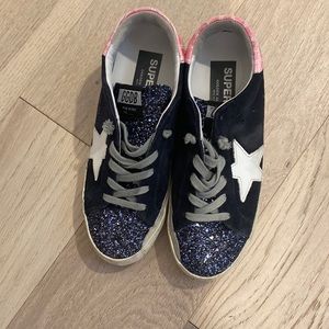 Glitter blue and pink golden goose. Only worn a few times. Great condition
